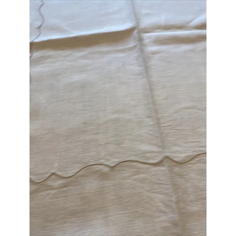 Vintage Table Cloth Linen Ivory Beige Embroidered Square 42